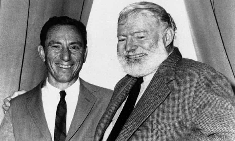 AE Hotchner and Ernest Hemingway pose for a photo in Seattle. 