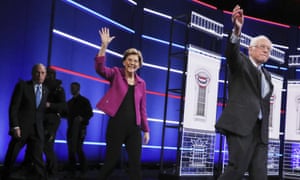 Bloomberg, Warren and Sanders at yesterday’s debate