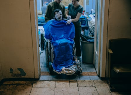 A wounded soldier in a wheelchair