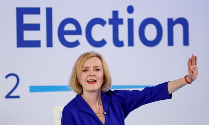 Conservative leadership candidate Liz Truss answers questions at a hustings event, part of the Conservative party leadership campaign, in Norwich.