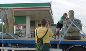 Fuel and photos … the lorry makes a pitstop.