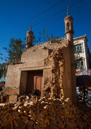 Demolished mosque in the old town of Kashgar, Xinjiang Uyghur Autonomous Region, China.
