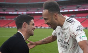 Aubameyang Close To New Arsenal Deal After Latest Wembley Show Says Arteta Football The Guardian