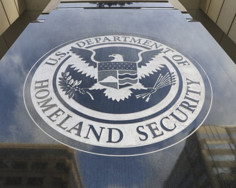  US Department of Homeland Security seal on floor of ICE building in Washington DC