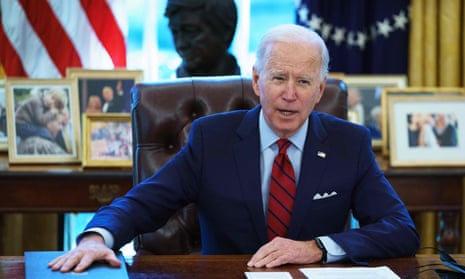 Biden in the White House in January. During his presidential campaign, Biden cast the infrastructure effort as an economic road map to revitalize American industry and help the nation compete with China.
