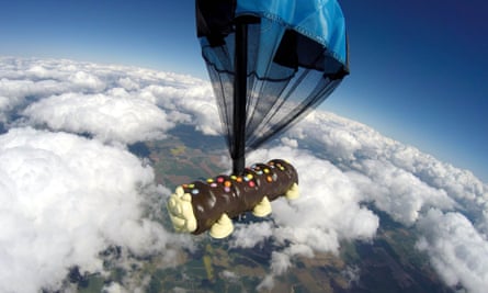 Cuthbert the Caterpillar, pictured at 40,000ft 