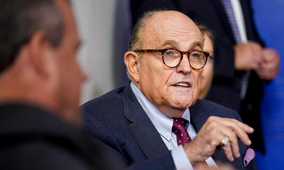 Rudy Giuliani at a press conference at the White House in late September. Trump did not specify when Giuliani tested positive.