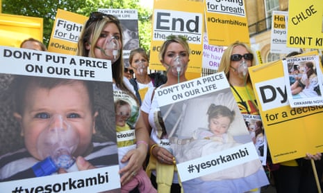 A protest in London in 2017 over the lack of access to the cystic fibrosis drug Orkambi. 