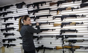 Gun shop owner Tiffany Teasdale-Causer at her store in Lynnwood, Washington on Tuesday.