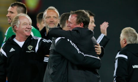 Michael O’Neill celebrates after qualification is secured.