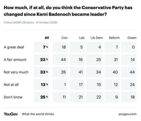Polling on whether Tories have changed
