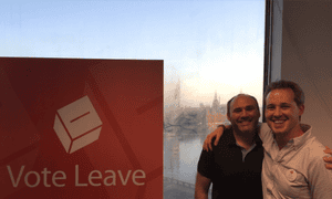 AggregateIQ’s Zack Massingham, left, with Vote Leave’s Stephen Parkinson pictured in the campaign’s London office.