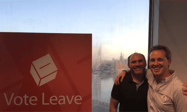 Zack Massingham, left, with Stephen Parkinson at the Vote Leave offices.
