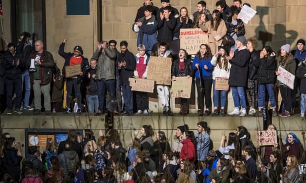 Protesters in Dortmund Square, Leeds.