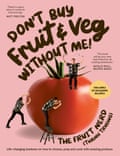 The cover of the book with a big tomato and three small Thanhs looking at it with fun typography