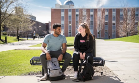 Two RPI students on campus