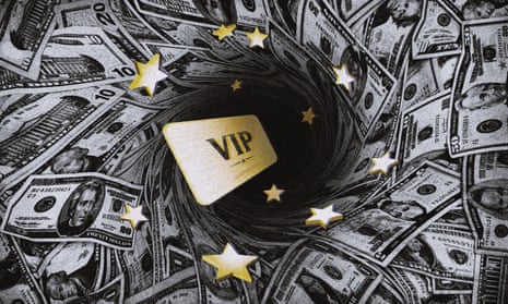 VIP card and stars spinning into a money black hole.