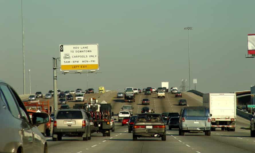 Humo en Houston, incl.  HOV Lane, otro smog en Houston.