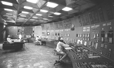The control room at the Chernobyl power plant months before the explosion.