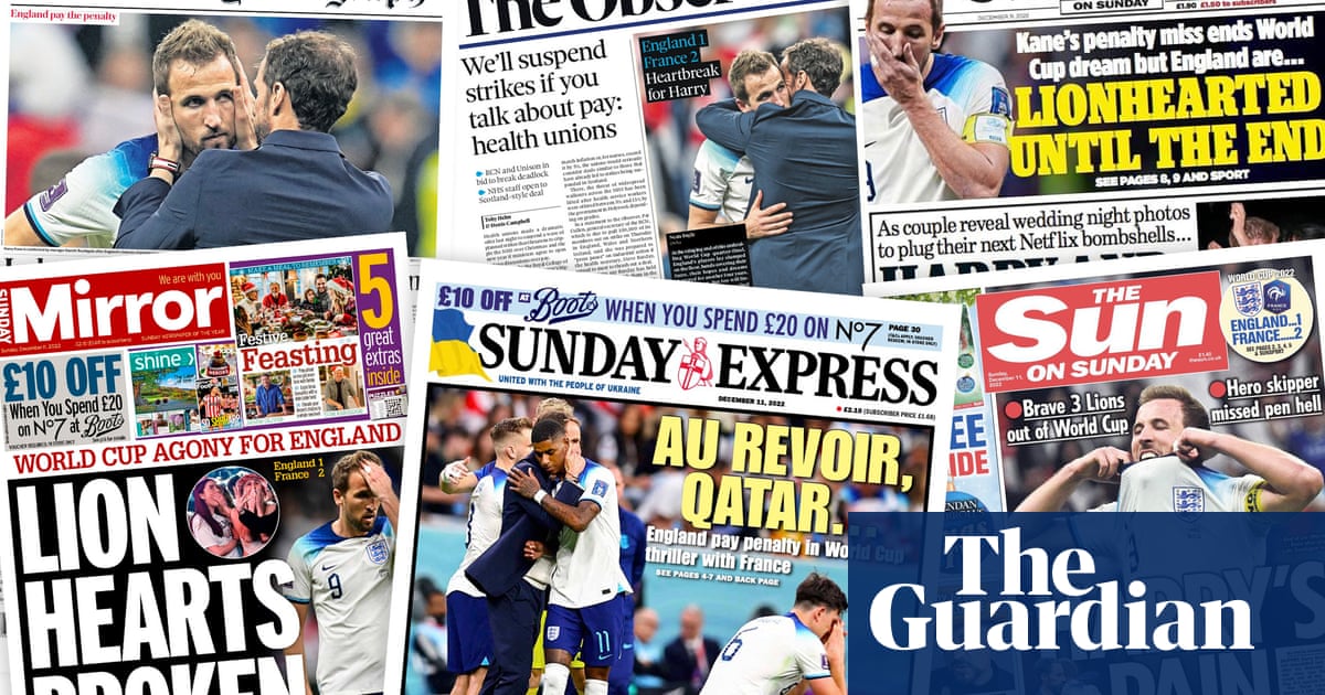 Lion hearts broken  what the Sunday papers say after Englands World Cup exit