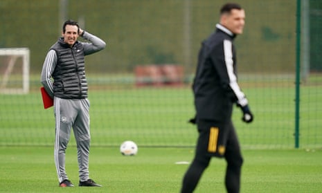 Unai Emery watches Granit Xhaka train in what has been another difficult week for the Arsenal manager and his former captain.
