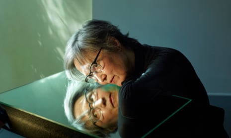 Author Ruth Ozeki, photographed in New York last month, looking into a mirror