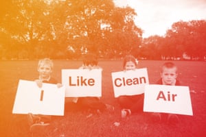 School children in Hackney, east London, campaign for cleaner air.
