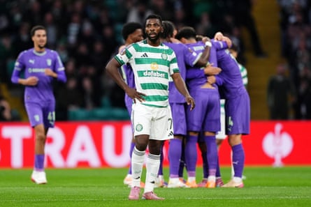 Celtic’s Kelechi Iheanacho reacts after Sporting Braga’s Ricardo Horta scores their side’s first goal.