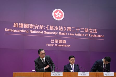 Jong Kong chief executive announces a consultation on legislation for the Article 23 national security laws.
