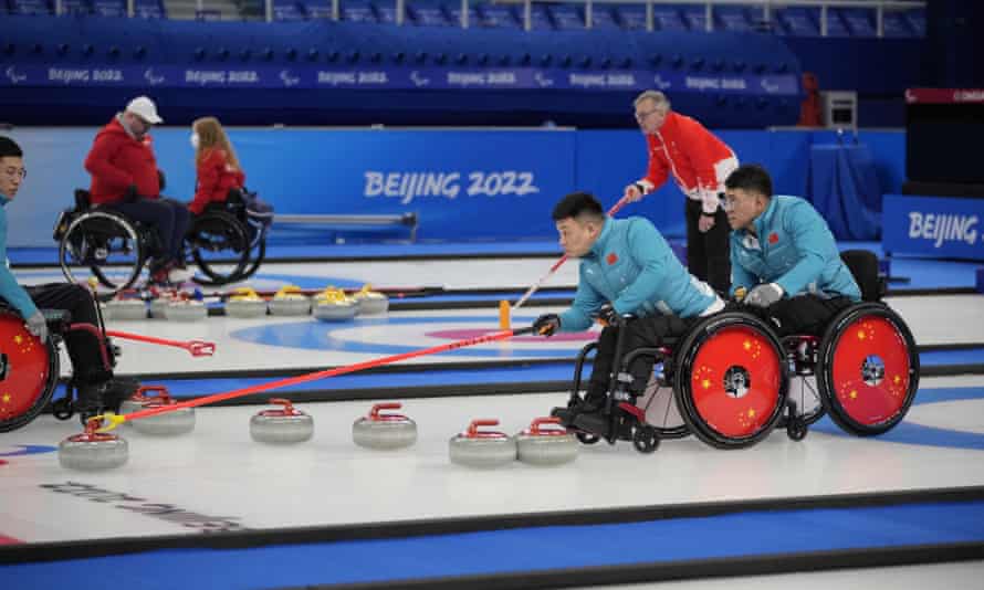 China’s wheelchair curling team in preparation for the opening round of matches on Saturday 5 March