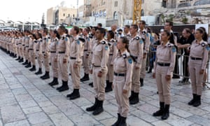Israel Defence Force cadets are sworn in in front of the Wailing Wall.