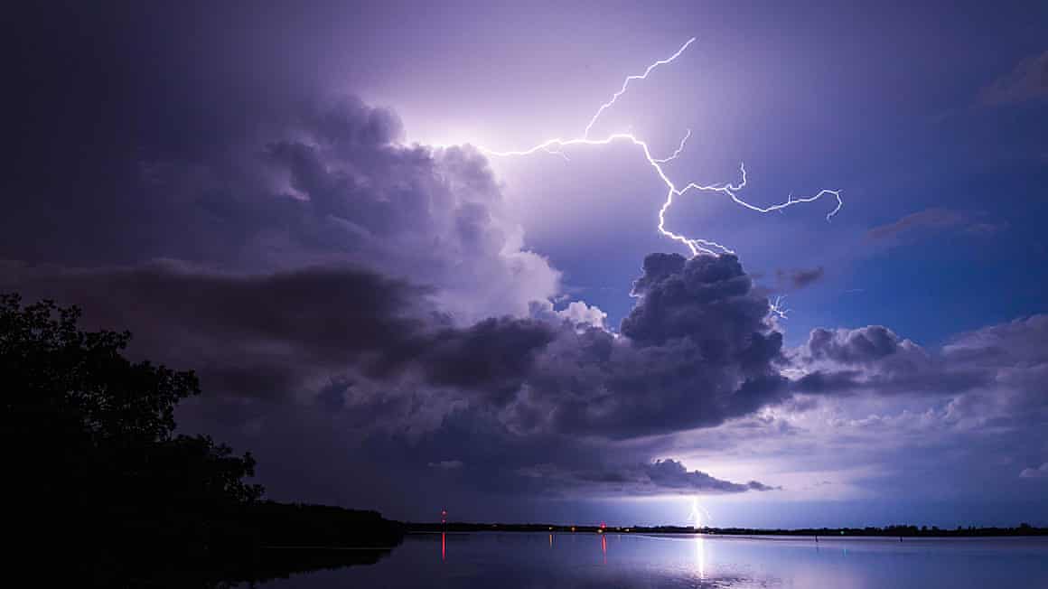 A lightning bolt in the sky