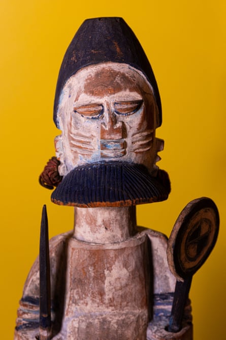 A view of a carved wooden figure, one of the objects at Manchester Museum.