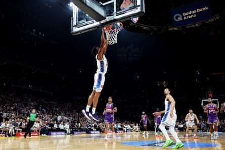 Sixers star Bryce Cotton slam dunks in game three of the NBL championship against Sydney Kings.