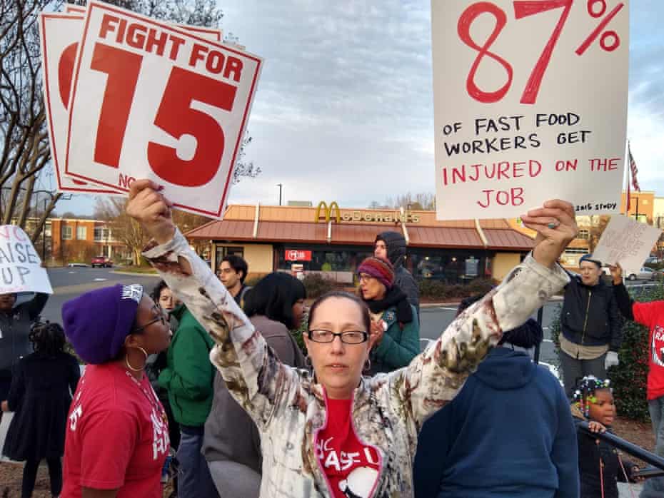 Sara Fearrington, a waitress from Durham, North Carolina, and a member of the Fight for $15 minimum wage campaign. ‘It would mean everything. It would create stability for my household.’