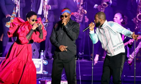 The reunited Fugees performed at Pier 17 in New York City in support of Global Citizen Live