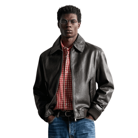Zara regular fit leather jacket