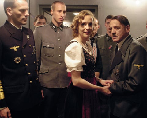 Juliane Kühler as Eva Braun and Bruno Ganz as Hitler await the end in Downfall.