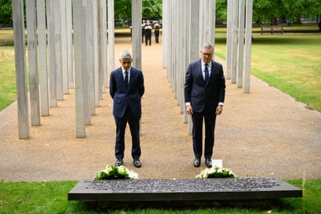Keir Starmer and Sadiq Khan laying wreaths at the 7 July Memorial in London today.
