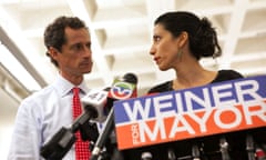 Good exposure … Anthony Weiner and now estranged wife Huma Abedin in 2013.