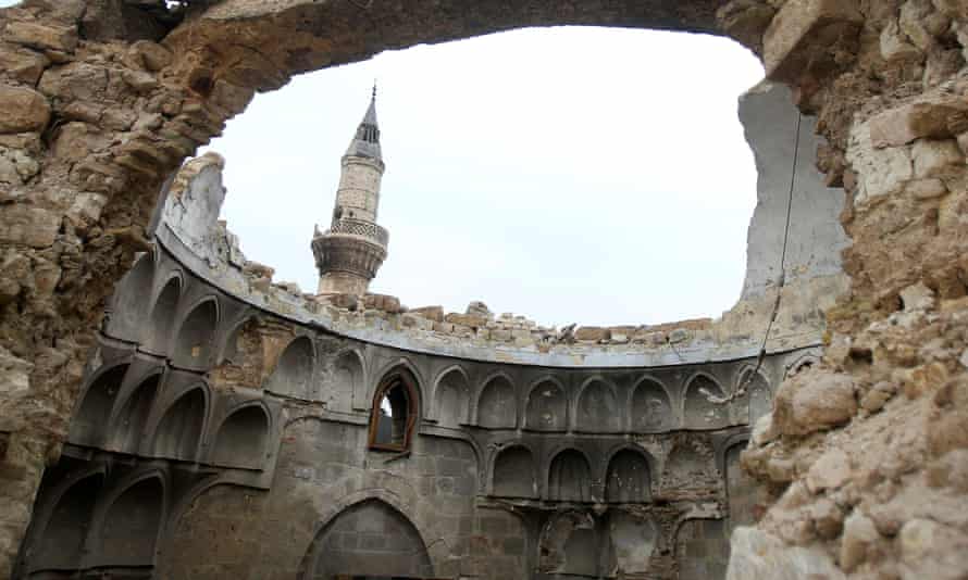 A damaged dome of a mosque in the Old City of Aleppo.