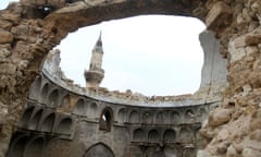 A damaged mosque in Aleppo, Syria, in 2017.