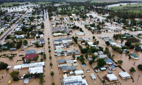 The flooded areas of Inglewood, in the Darling Downs of Queensland