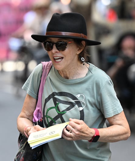 Lee Coaldrake at an Extinction Rebellion climate protest in central Brisbane in March