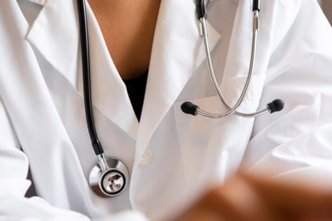 Stethoscope around doctor's neck