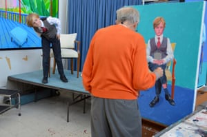 ‘I could go on for the rest of my days’ … David Hockney paints Rufus Hale in Los Angeles, November 2015 © David Hockney.