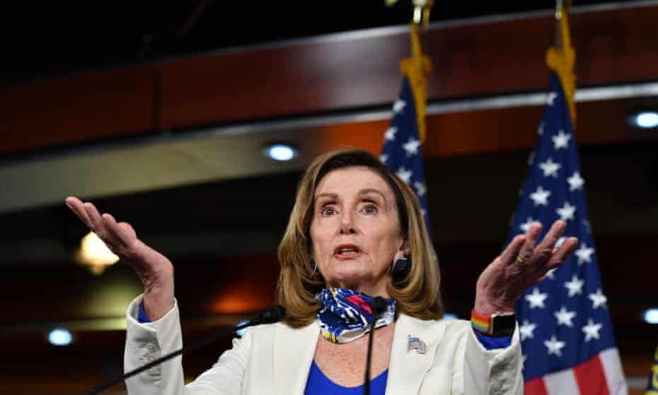 Pelosi said Trump “showed his true colors” in stopping the talks between congressional leaders and the White House that have been aimed at bringing $2tn in new aid.