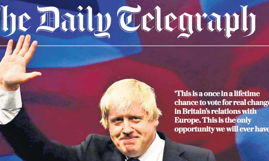 Boris day: the Telegraph gives its Brexiteer columnist front page support. 