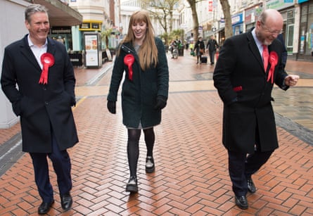 Byrne, right, on the campaign trail with Keir Starmer and Angela Rayner, Birmingham, 2021.