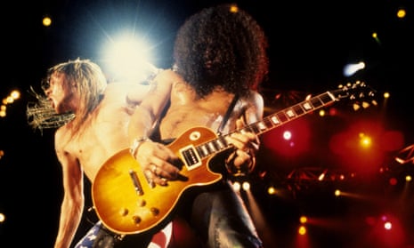 ‘Hilariously petulant’ ... Axl Rose and Slash at Rock in Rio in 1991.